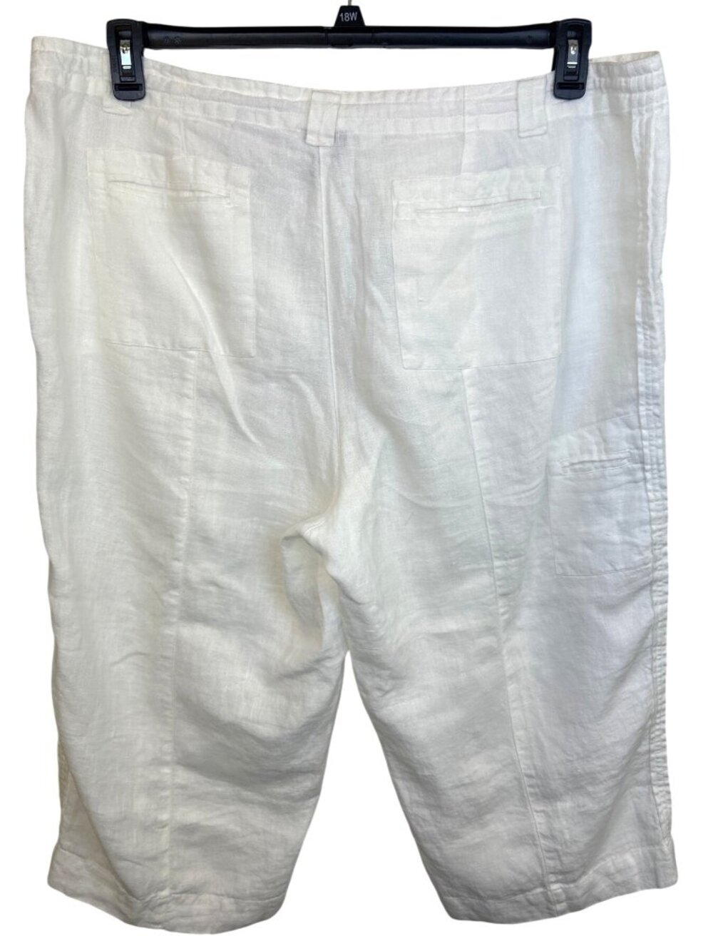Talbots Irish Linen Cropped Pants Women's 18W White Drawstring Waist Resortwear - Picture 6 of 16